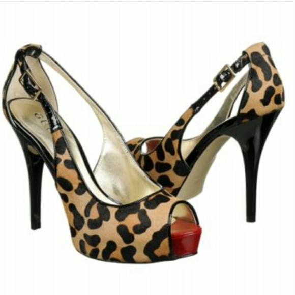 Guess Shoes - Guess Leopard Print Peep-Toe, Platform Pumps